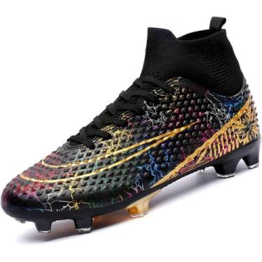 Imagem de Tênis de futebol masculinos de futebol com pontas longas, couro e borr