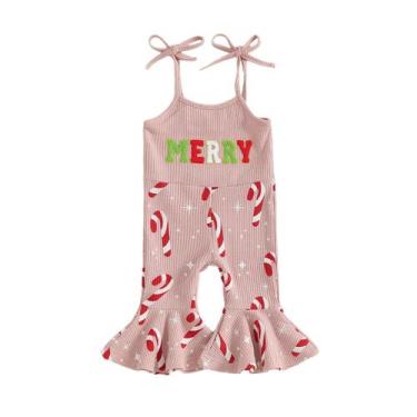 Imagem de Macacão de Natal infantil Rarjuiey de peça única Candy Cane Pink 3-4Y