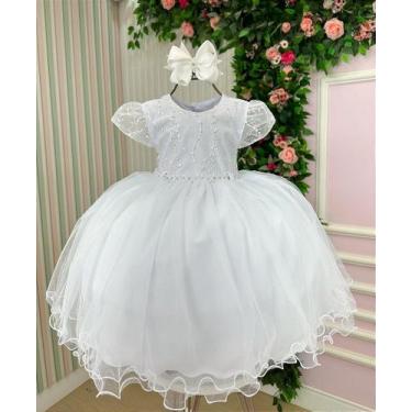 Imagem de Vestido Menina Bonita Cibele Branco para Festas e Eventos, Branco, 2