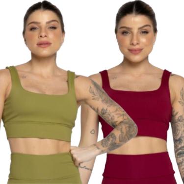 Imagem de KIT 2 Top Smart Alça Grossa Serra e Mar Alta Compressão Treino Academia Moda Fitness Musculação-Feminino