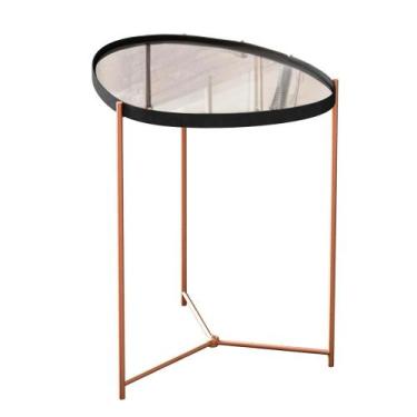 Imagem de Mesa Lateral Orgânica Alamanda Espelhada com Pés Metálicos - JB Bechar