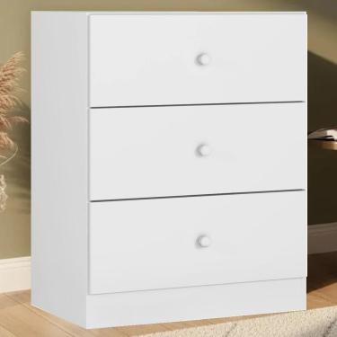 Imagem de Comoda 3 Gavetas 95 Cm Louise Branco Reajl Moveis Branco