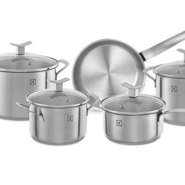 Imagem de Conjunto de Panelas em Aço Inoxidável Electrolux 5 unidades, Prata, 5