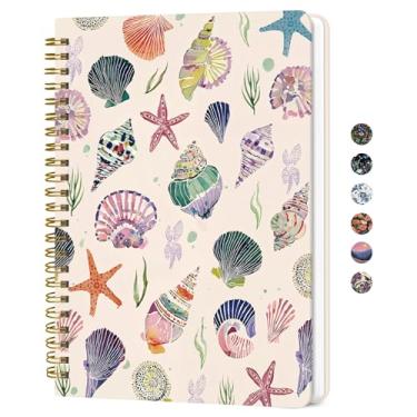 Imagem de Caderno de diário espiral forrado para mulheres, diários pautados pela faculdade A5 para escrever, cadernos de capa dura para trabalho, anotações e material escolar de escritório, 140 páginas - Bits