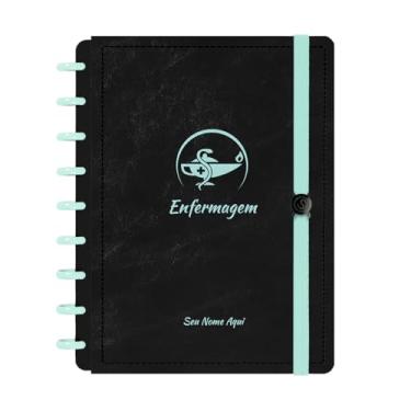 Imagem de Caderno De Disco Iscool Inteligente Personalizado 80 Folhas Profissões Preto Verde Oceano Enfermagem Médio M
