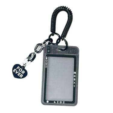 Imagem de TENYELE Porta-cartões fotográficos com pingente e bobina retrátil de mola, porta-cartões resistente à água, mangas para 1 a 2 cartões