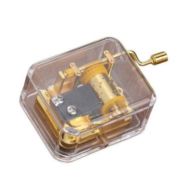 Imagem de Caixa de música com manivela em PVC transparente com Canon Melody 8cm 