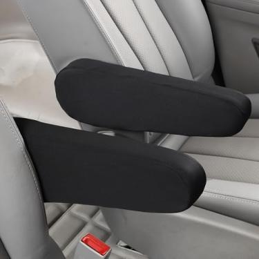 Imagem de 2 peças de capas de apoio de braço do assento dianteiro do carro, tecido elástico elástico protetor de braço de assento automático, substituição universal da capa do descanso do braço do assento