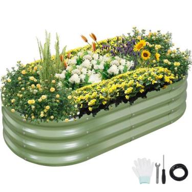 Imagem de Cama de jardim elevada de metal Permade 122x61x30 cm verde