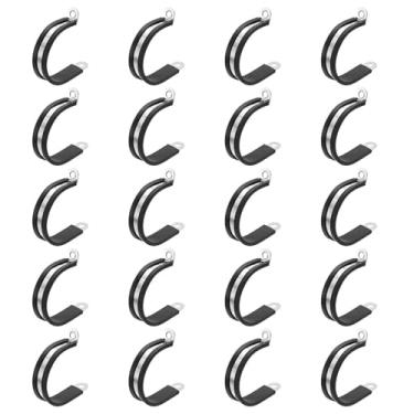 Imagem de HARFINGTON 20 braçadeiras de aço inoxidável de 42 mm (1-5/8 pol.) Braçadeiras de conduíte acolchoadas de borracha para instalação doméstica industrial automotiva fio de tubulação