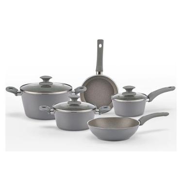 Imagem de Jogo de Panelas Antiaderentes 5 Peças Indução Ceramic Life Optima Marb