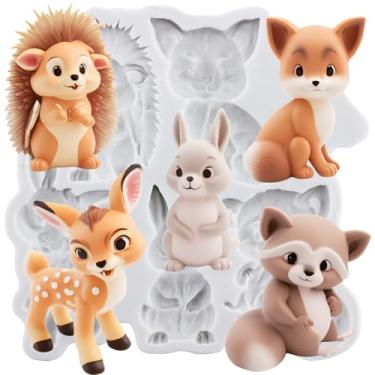Imagem de MYPRACS Animal Series Molde de silicone para fondant de coelho esquilo para decoração de bolos de açúcar, topo de cupcake, pasta de goma de chocolate, argila de polímero