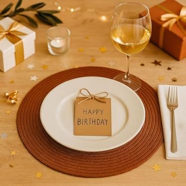 Imagem de Conjunto 6 Peças Jogo Americano Redondo | Design Moderno | Ideal para Refeições e Decoração da Mesa (Marrom, 4 peças)