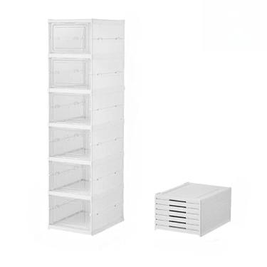 Imagem de Caixa De Sapato Dobrável Armazenamento Transparentes Sapateira Empilhável Prova De Poeira Dormitório ArmáriO(6 andares)