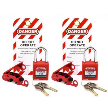 Imagem de Bloqueio do disjuntor Tagout HilkCo para caixa vermelha de 110V-220V