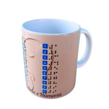 Imagem de Caneca Exclusiva Em Braile Aprendendo Alfabeto E Números