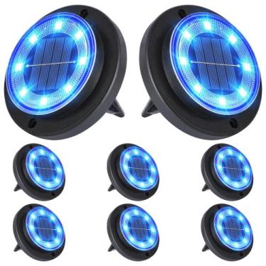 Imagem de Solar Ground Lights Flacchi Solar Disk Light Waterproof, pacote com 8