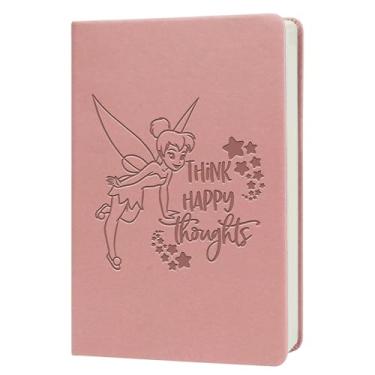 Imagem de WHLBHG Caderno de couro Tinker Bell, presente para amantes de sinos, pense em pensamentos felizes, presente inspirado para fãs de contos de fadas Pixie para amigas irmãs (rosa pintor)