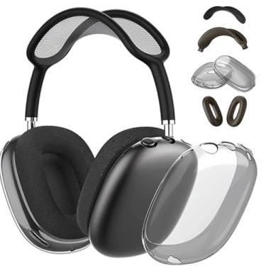 Imagem de Adequado para airpodsmax capa de fone de ouvido, capa protetora para fone de ouvido applemax, conjunto de 3 peças de TPU (preto transparente)