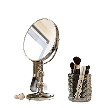 Imagem de YYBOES Espelho de maquiagem de mesa espelho europeu de dupla face espelho princesa espelho portátil beleza lupa