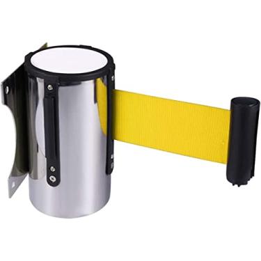 Imagem de uhyOHF Cinto de parede de barreira de fila retrátil fita de segurança multidão fila cinto para banco, aeroporto, hotel, empresa, barreira/amarelo/5 m (amarelo-5 m
