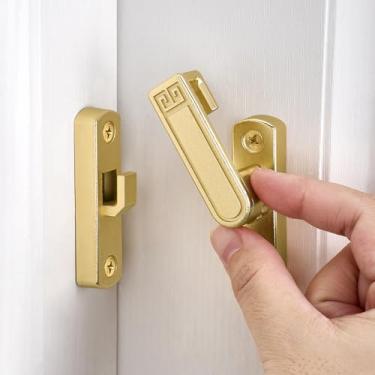 Imagem de INIRET Travas de porta de celeiro, trava de portão ajustável de 90/180 graus, trava de porta de ângulo reto de liga de zinco, ferragens de trava de porta dobrável, trava de segurança de porta