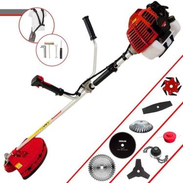 Imagem de Roçadeira Kawashima Kw43l À Gasolina 43c 1,7hp + Faca 2 Pontas + Faca 40 Dentes + Faca 80 Dentes + Trimmer + Escova 38c