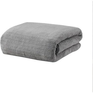 Imagem de TUFREQ Toalha de banho de tamanho grande, toalha de praia de lã coral, toalha absorvente forte (cinza, 35 cm x 75 cm)