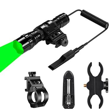 Imagem de Ulako Green Light 350 Yards Adjustable Zoomable LED Coyote Hog Pig Varmint Hunting Light Flashlight with Remote Pressure Switch