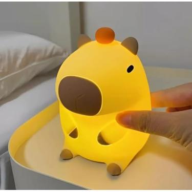 Imagem de Luminária LED Capivara de Silicone Recarregável USB‑C RGB ao Toque, Luz Noturna Decorativa Infantil, Abajur Fofo