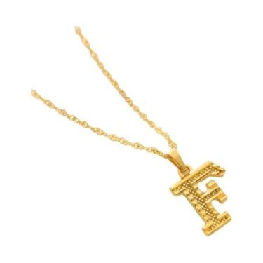 Imagem de Moda banhado a ouro 26 letras iniciais pingente onda de água corrente 