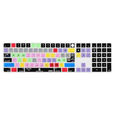 Imagem de XSKN Capa para teclado Premiere Pro Shortcuts versão universal UE e EUA para iMac 2021-2023 24 polegadas M1 M3 Magic Keyboard com Touch ID e teclado numérico Mac Studio 2022