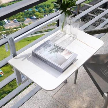 Imagem de Mesa dobrável montada na parede, mesas de folhas caídas para espaços pequenos, mesa de jantar, mesa de parede dobrável, mesa de pendurar varanda, mesa flutuante para laptop (60 cm/23,6 pol, branco