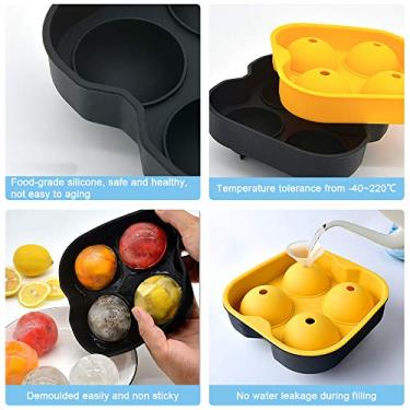Imagem de Formas de Gelo Silicone Bola com Tampas Removíveis para Whiskey Cocktail Chá Gelado Sucos 2UN