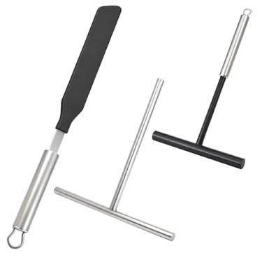 Imagem de Conjunto de espátula e espátula de crepe de 3 peças, espátula offset com espalhadores de massa em forma de T de 18 cm e 12,7 cm, ferramentas de crepe de aço inoxidável para panquecas, tortilhas e