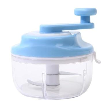 Imagem de Espremedor manual de alho com alça rotativa – Triturador de alho de plástico e moedor de gengibre, ferramenta de cozinha sem BPA para preparação de alimentos (azul)