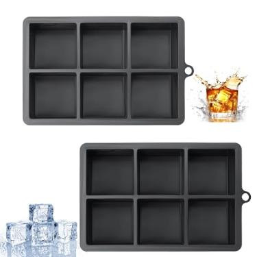 Imagem de Pacote com 2 bandejas de cubos de gelo com monograma para freezer, molde de cubos de gelo de 6 cm com letras personalizadas para coquetel, suco de uísque, bebida, fácil liberação, itens essenciais