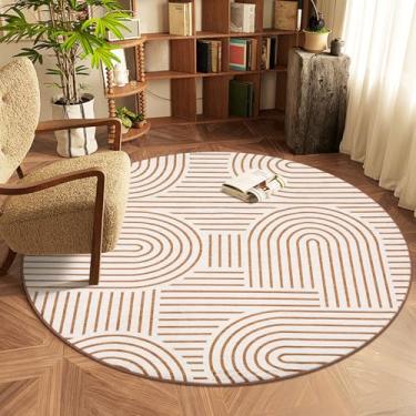 Imagem de ROYHOME Tapete lavável de 1,2 m para sala de estar, tapete abstrato para quarto, tapete antiderrapante arco-íris macio com traseira de borracha, tapete geométrico boho resistente a manchas de pilha