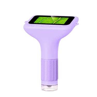 Imagem de Zhjvihx Microscópio Digital Portátil 1080P para Crianças, Tela IPS de 3 Polegadas, Ampliação de 50X-1000X Com 8 Luzes LED e Armazenamento de 32 MB, Mini Microscópio Portátil para (Roxa)