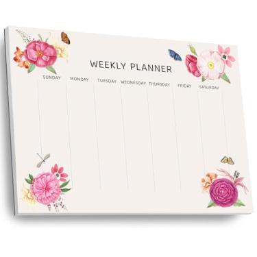 Imagem de Bloco de notas planejador semanal sem data, bloco de notas com 52 folhas, bloco de anotações semanal para agenda, calendário em branco para rastreamento diário de hábitos/planejamento de cardápio (21