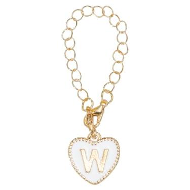 Imagem de Acessórios de pingente de letra para copo Stanley, nome inicial letra W alça personalizada formato de coração para copo moderno, branco