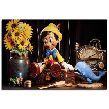 Imagem de Pinóquio Impressão em Tela Baleia Moedas de Ouro Poster Arte de Parede Para Casa 1 Peça Decorações Noframed 30.5 cmx20.3 cm
