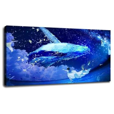 Imagem de Makoron Wall Art Anime Girls Canvas Prints Whales Poster For Home Conjunto de 1 Decorações com Moldura 50.8 cm x 30.4 cm
