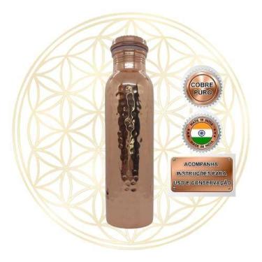 Imagem de Garrafa de Cobre Puro Indiana Ayurvédica Cor:MARTELADA - Fluir, MARTEL