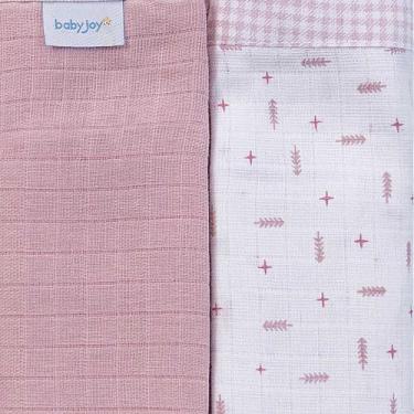Imagem de Fralda para Bebê 03 Unidades 65 cm x 67 cm Baby Joy, Flechas Rosa
