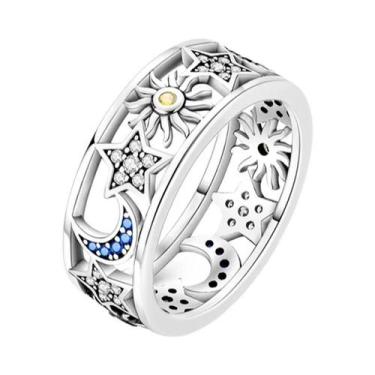 Imagem de Anel De Amor Infinito Estrela E Lua Em Prata Esterlina 925 Para Mulher