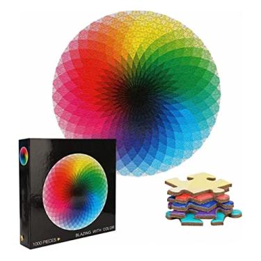 Imagem de ZJchao Quebra-cabeça de Cor Gradiente de 1000 Peças, Formato Redondo, Impressão de Alta Definição, Quebra-cabeça de Alívio de Estresse para Adultos Com Letras Nas Costas para Fácil
