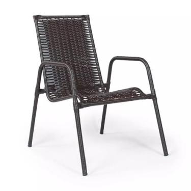 Imagem de Conjunto de Cadeiras com Mesa de Fibra Sintética Resistente Móveis para Área Externa Jardim e Pátio (Tabaco)