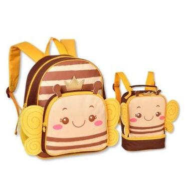 Imagem de Mochila e Lancheira Escolar Infantil Meninas Borboleta e Abelha-Feminino