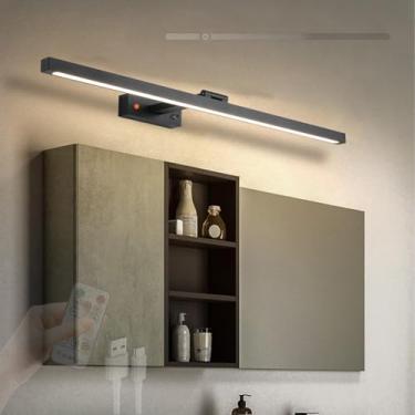 Imagem de GZZBMY Luz de Espelho LED Banheiro Lâmpadas de Parede Recarregáveis com Controle Remoto Brilho Ajustável Iluminação de Parede 180° Rotação Imagem Iluminação Penteadeira (Luz Quente Preta, 80 cm)
